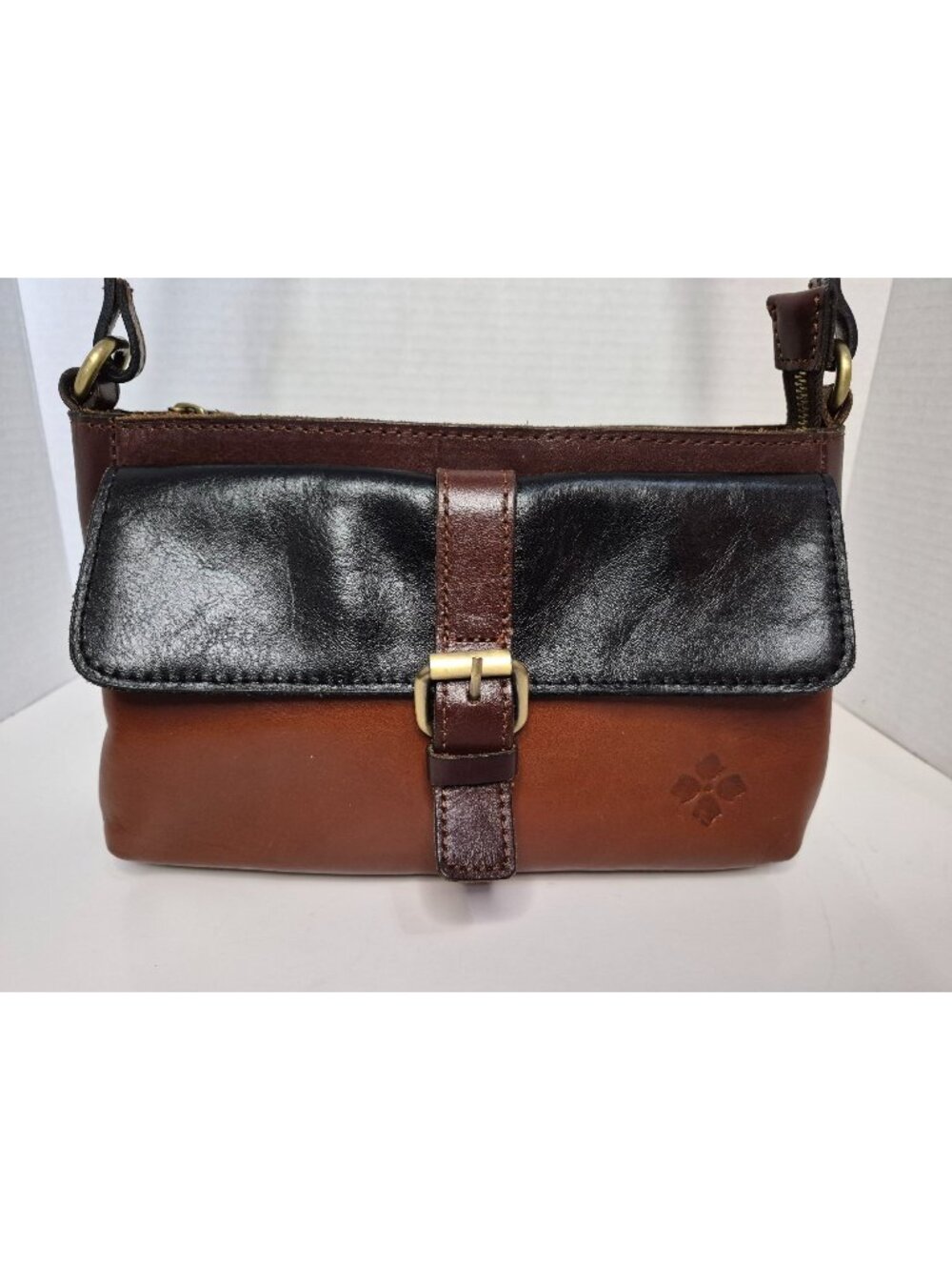 Patricia Nash Brown Black Leather Crossbody Classic Lined City Travel Everyday
